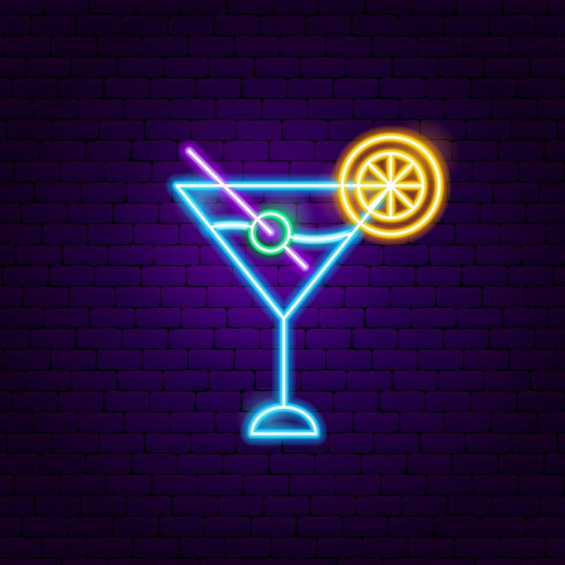 Martini Cocktail Lemon Led Sign Business Neon Sign - Shineneon