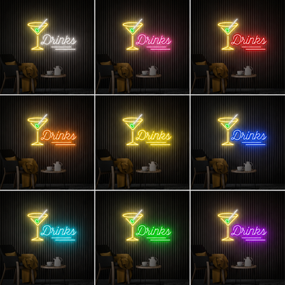 Martini Drinks LED Neon Sign color grid