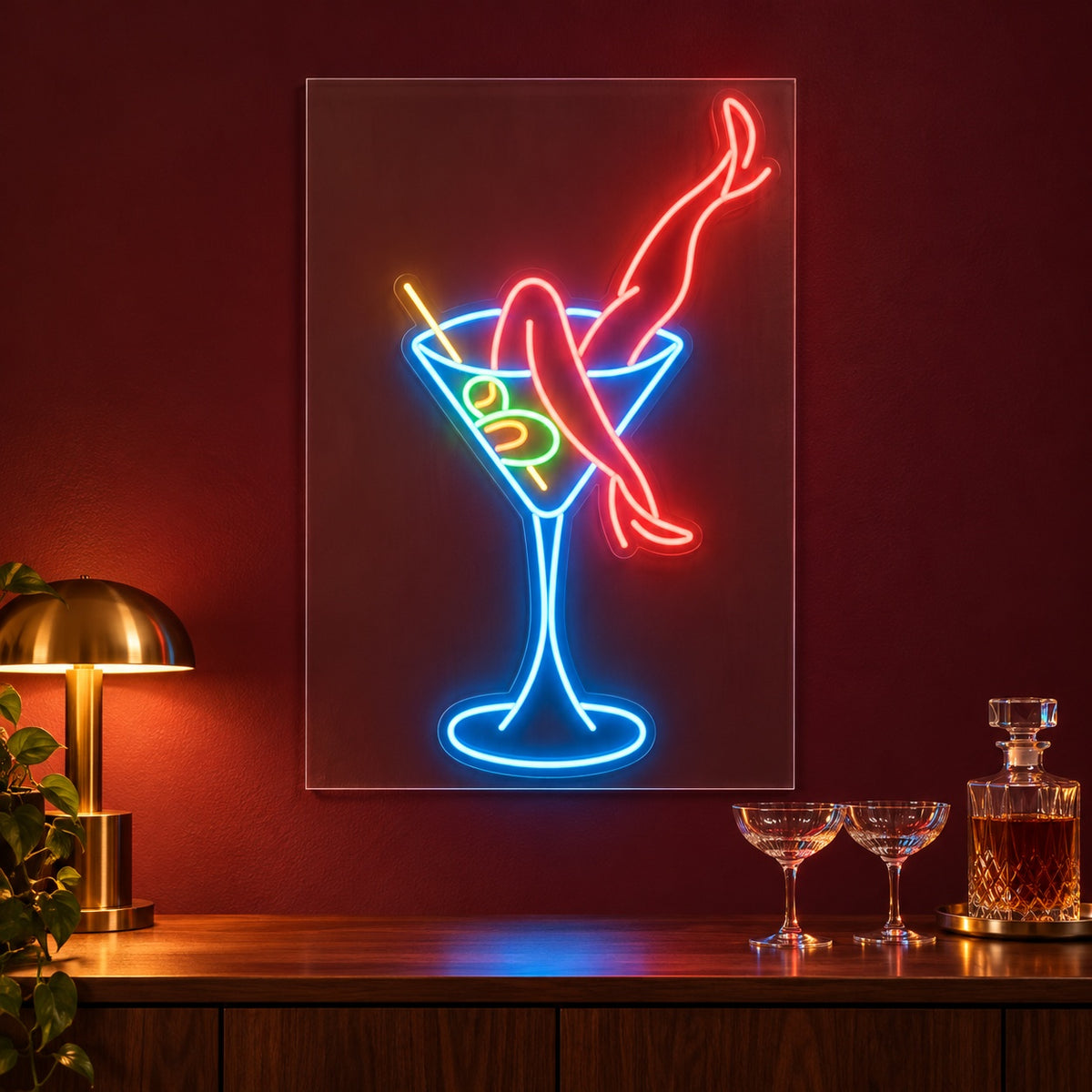 Martini Glass And Legs LED Neon Sign - advertising view