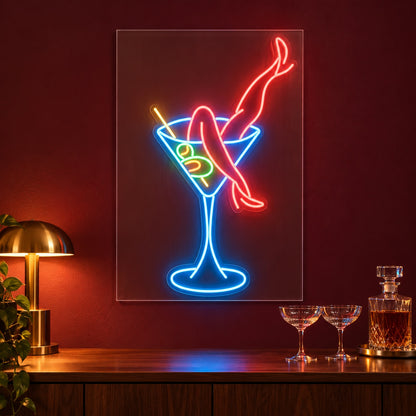 Martini Glass And Legs LED Neon Sign - advertising view