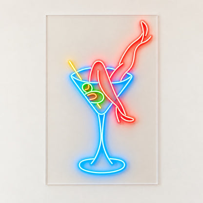Martini Glass And Legs LED Neon Sign - natural light view