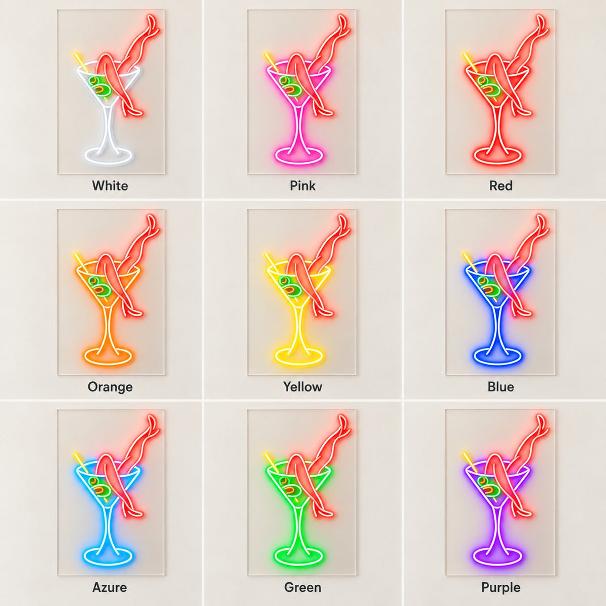 Martini Glass And Legs LED Neon Sign - nine-color grid