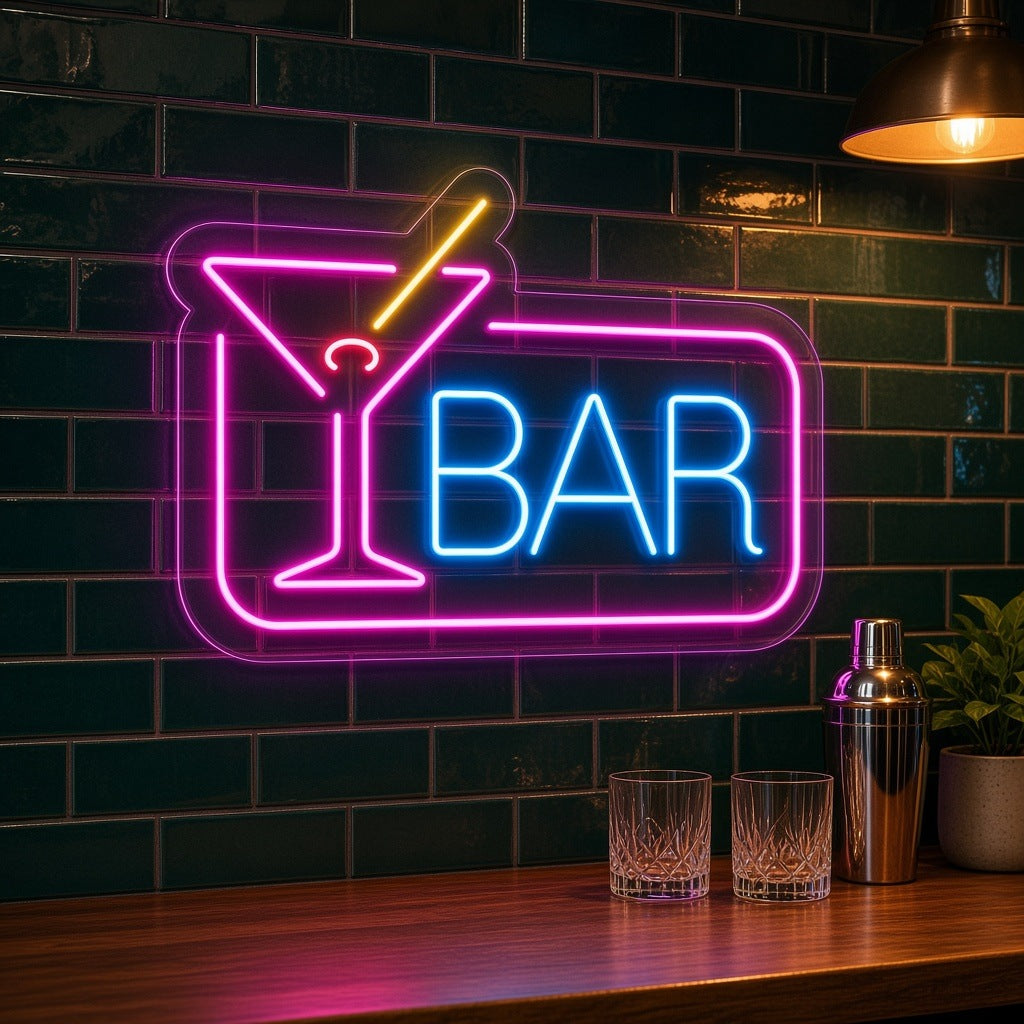 Martini Glass Bar LED Neon Sign - advertising view