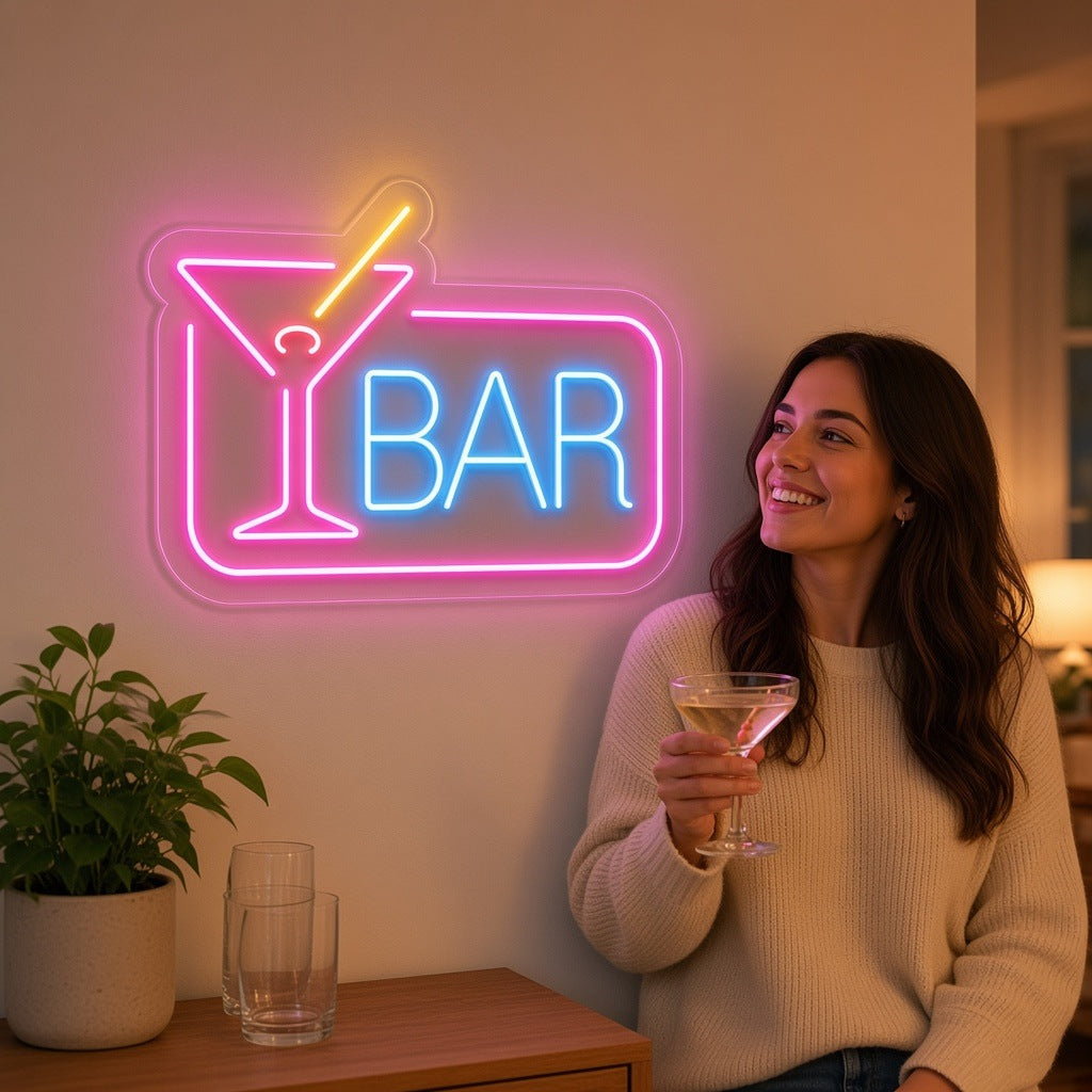 Martini Glass Bar LED Neon Sign - lifestyle view