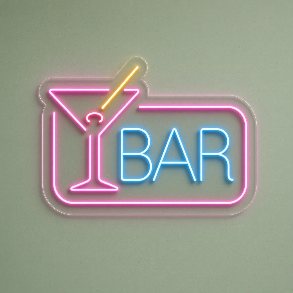 Martini Glass Bar LED Neon Sign - natural light view