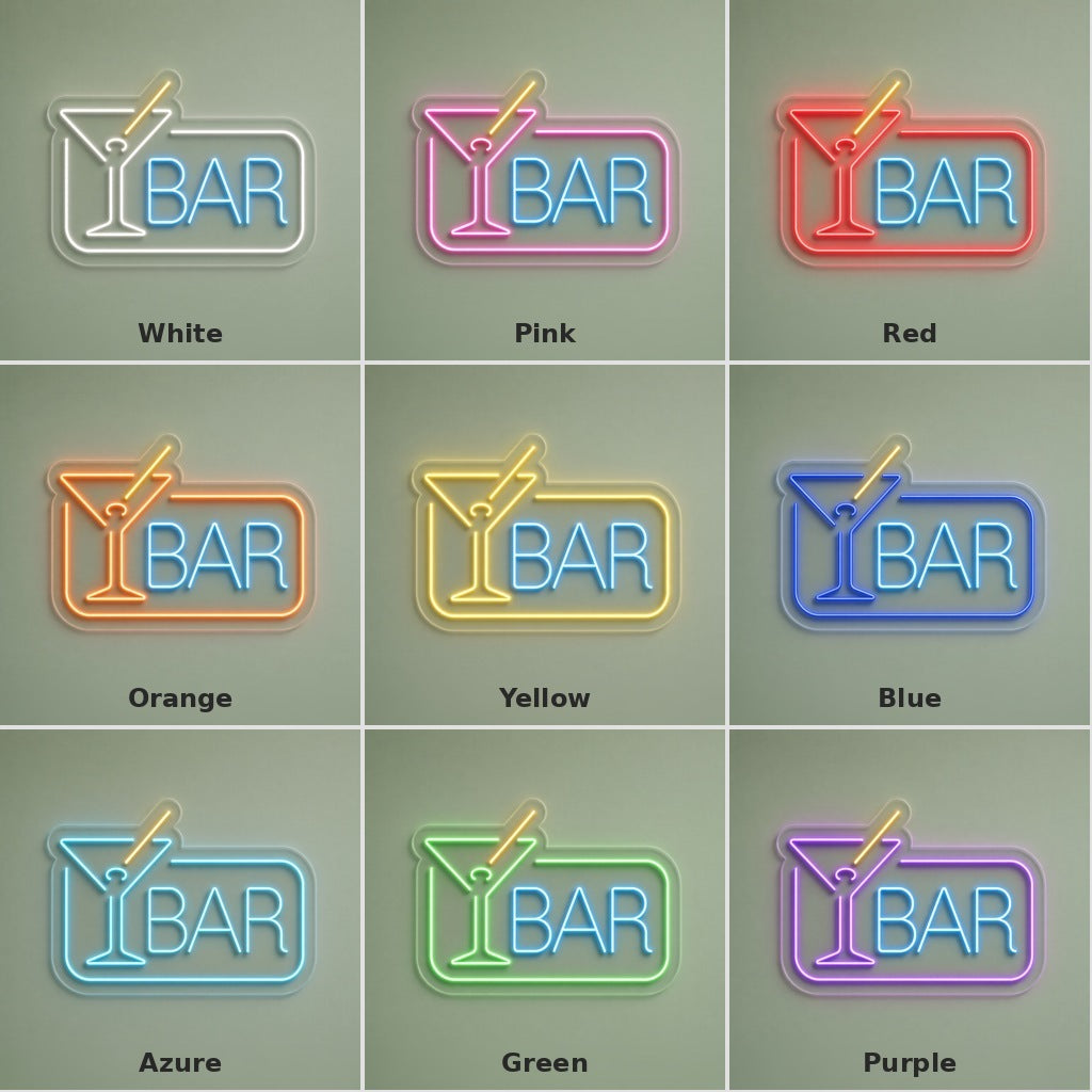 Martini Glass Bar LED Neon Sign - nine-color grid