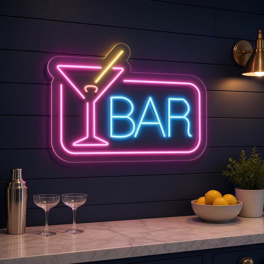 Martini Glass Bar LED Neon Sign - advertising view