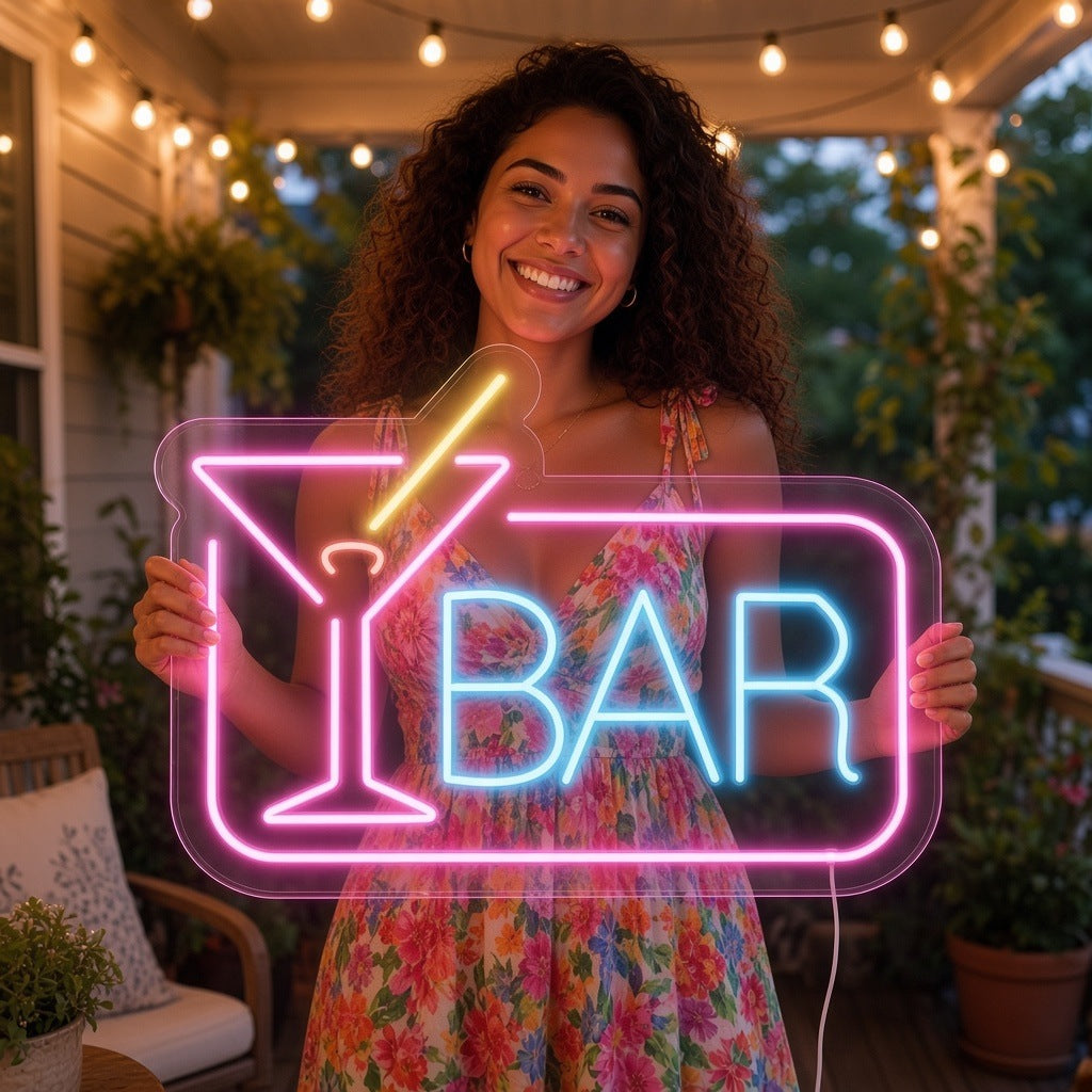 Martini Glass Bar LED Neon Sign - lifestyle view