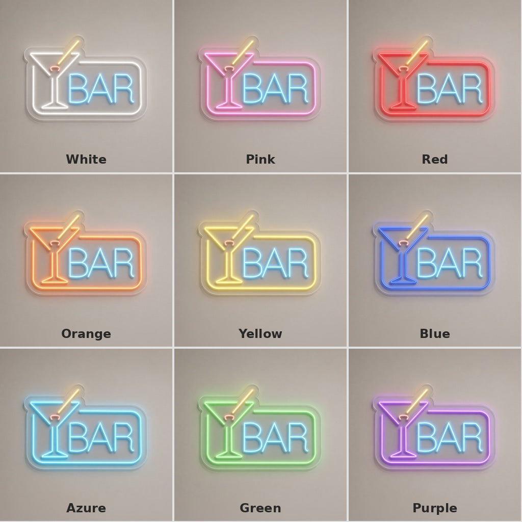 Martini Glass Bar LED Neon Sign - nine-color grid