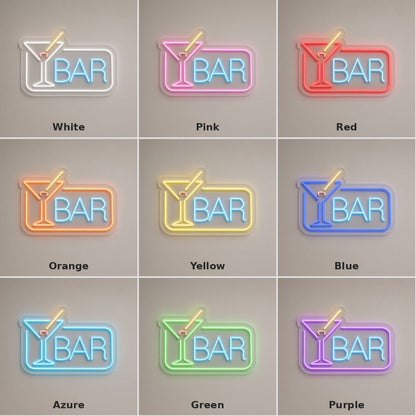 Martini Glass Bar LED Neon Sign - nine-color grid