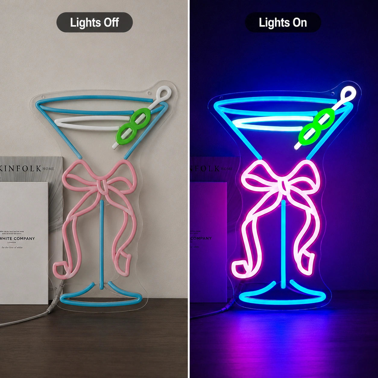Martini Glass Bow LED Neon Sign main product image