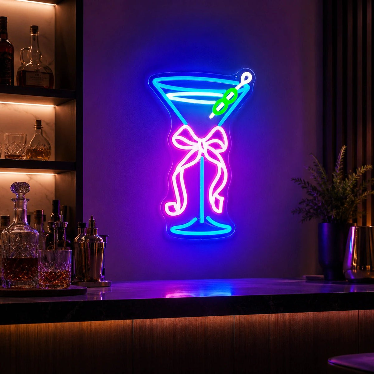 Martini Glass Bow LED Neon Sign - Shineneon