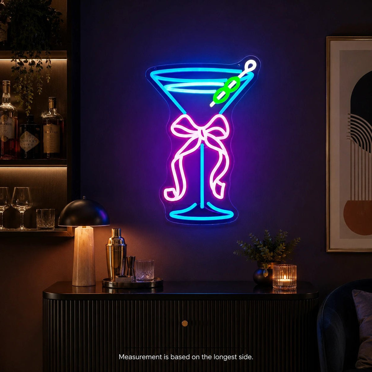 Martini Glass Bow LED Neon Sign - Shineneon