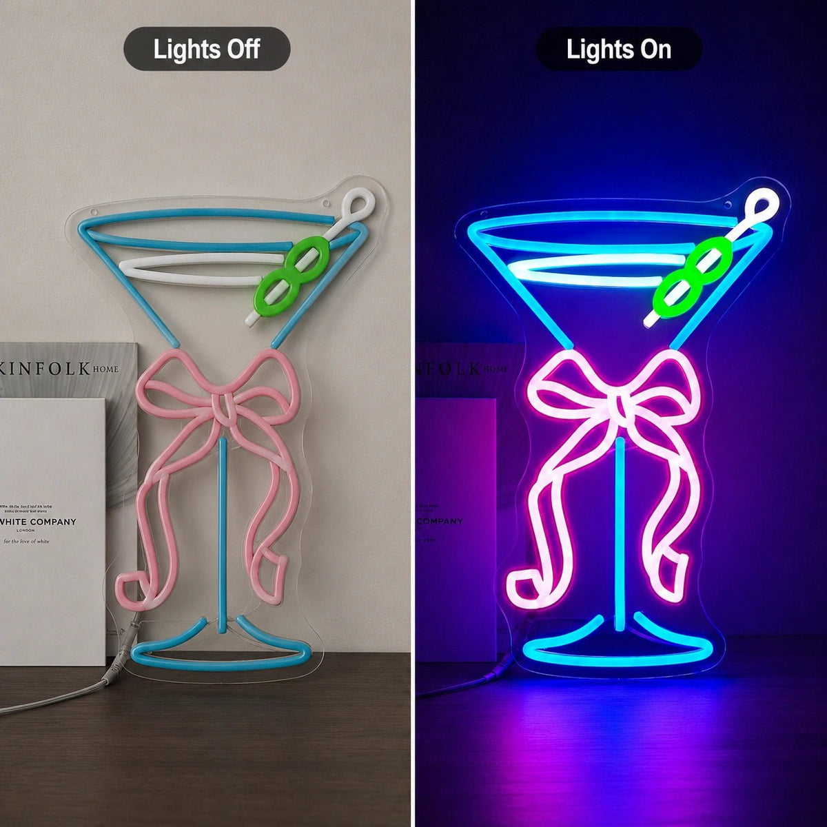Martini Glass Bow LED Neon Sign - Shineneon