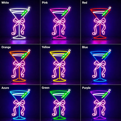 Martini Glass Bow LED Neon Sign - Shineneon