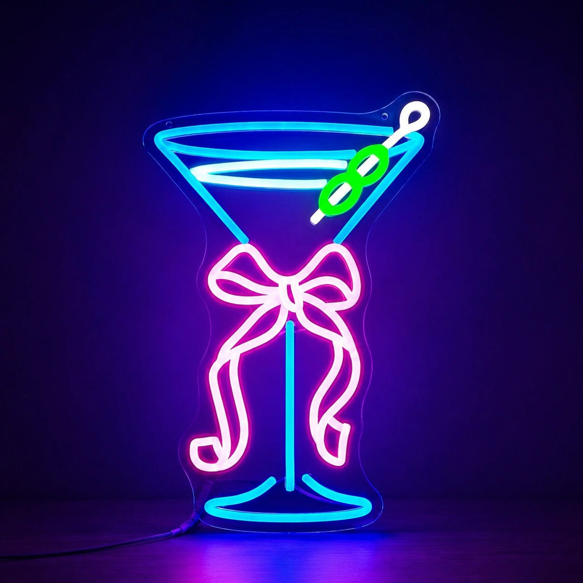 Martini Glass Bow LED Neon Sign - Shineneon