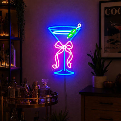 Martini Glass Bow LED Neon Sign - Shineneon