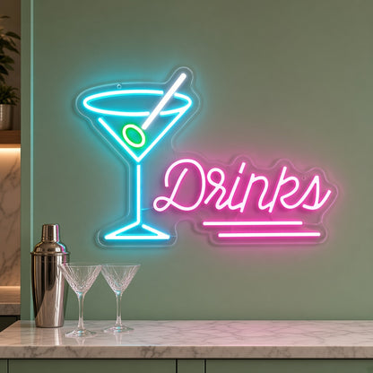Martini Glass Drinks LED Neon Sign - lifestyle view