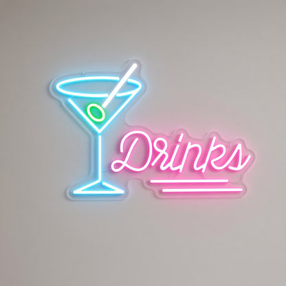 Martini Glass Drinks LED Neon Sign - natural light view