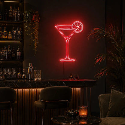 Martini Glass With Citrus Slice LED Neon Sign real lifestyle scene