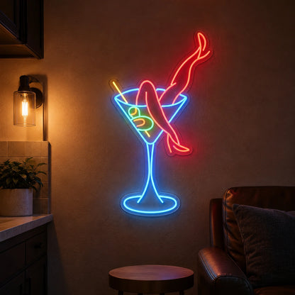 Martini Glass With Crossed Legs LED Neon Sign size image