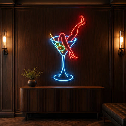 Martini Glass With Crossed Legs LED Neon Sign color grid