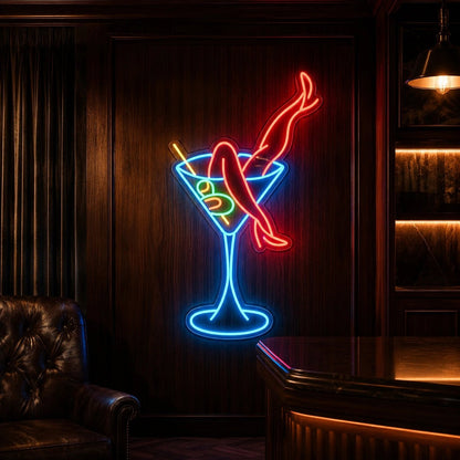 Martini Glass With Crossed Legs LED Neon Sign - Shineneon