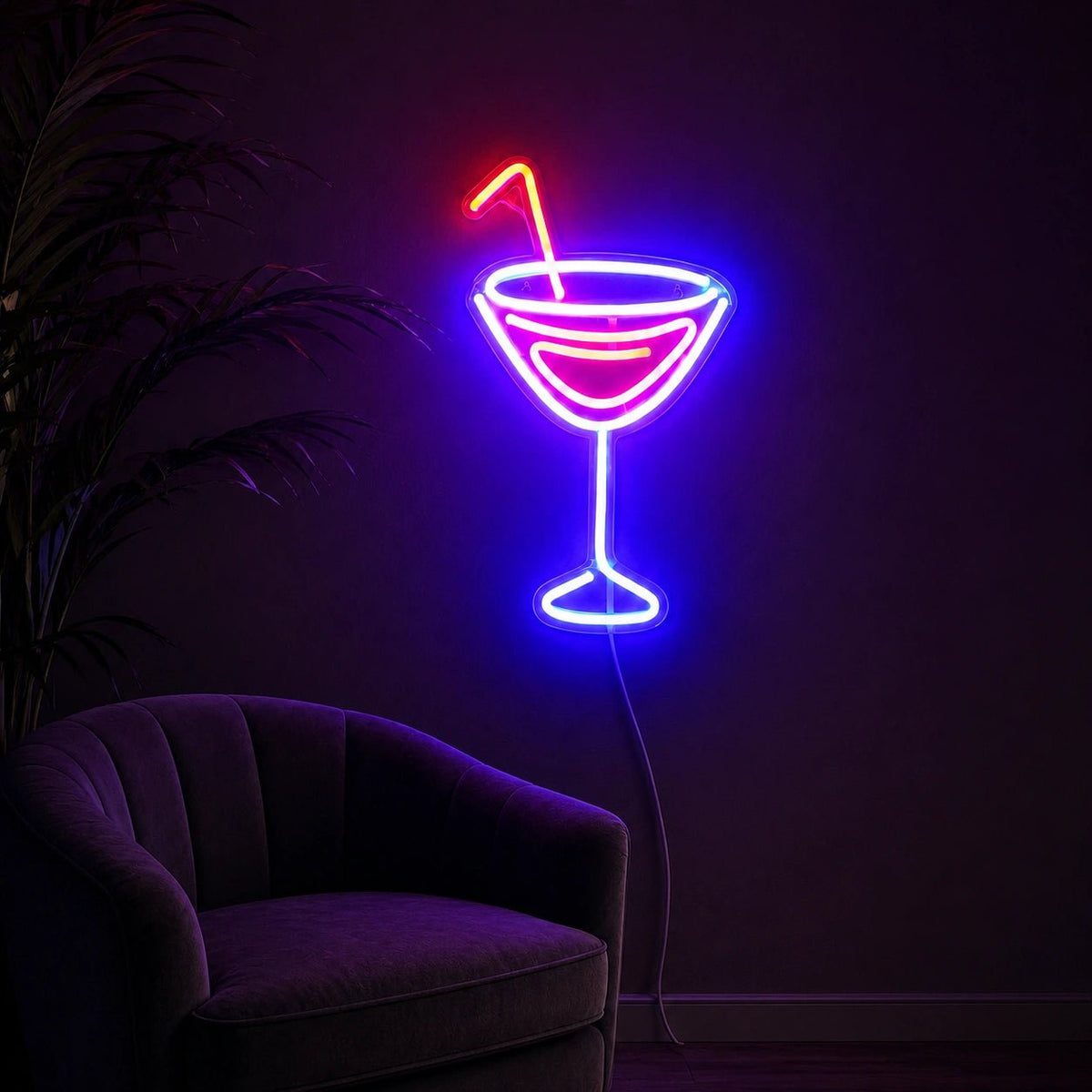 Martini Glass With Straw LED Neon Sign - Shineneon