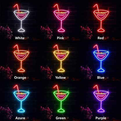 Martini Glass With Straw LED Neon Sign - Shineneon