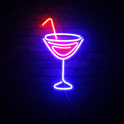 Martini Glass With Straw LED Neon Sign - Shineneon