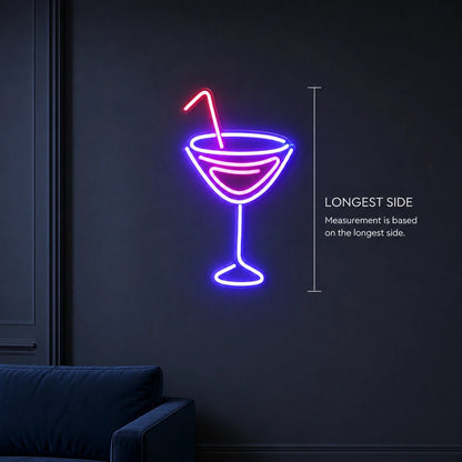 Martini Glass With Straw LED Neon Sign - Shineneon