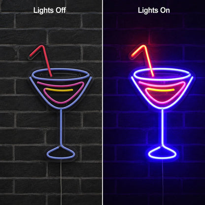 Martini Glass With Straw LED Neon Sign - Shineneon