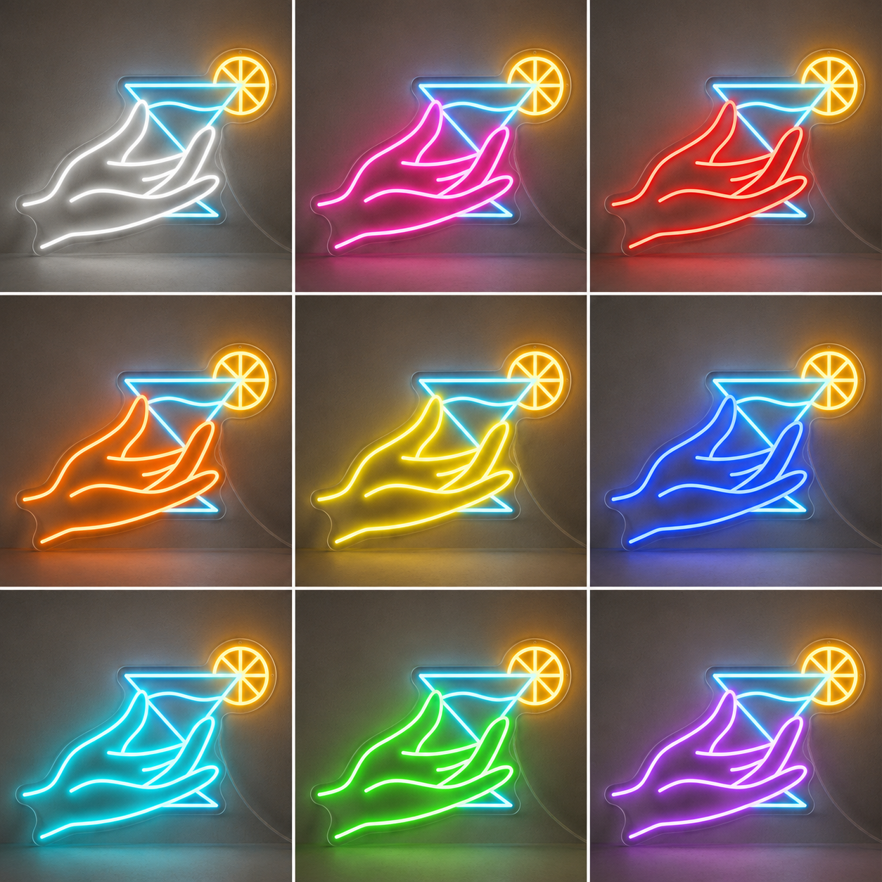 Martini In Hand LED Neon Sign color grid