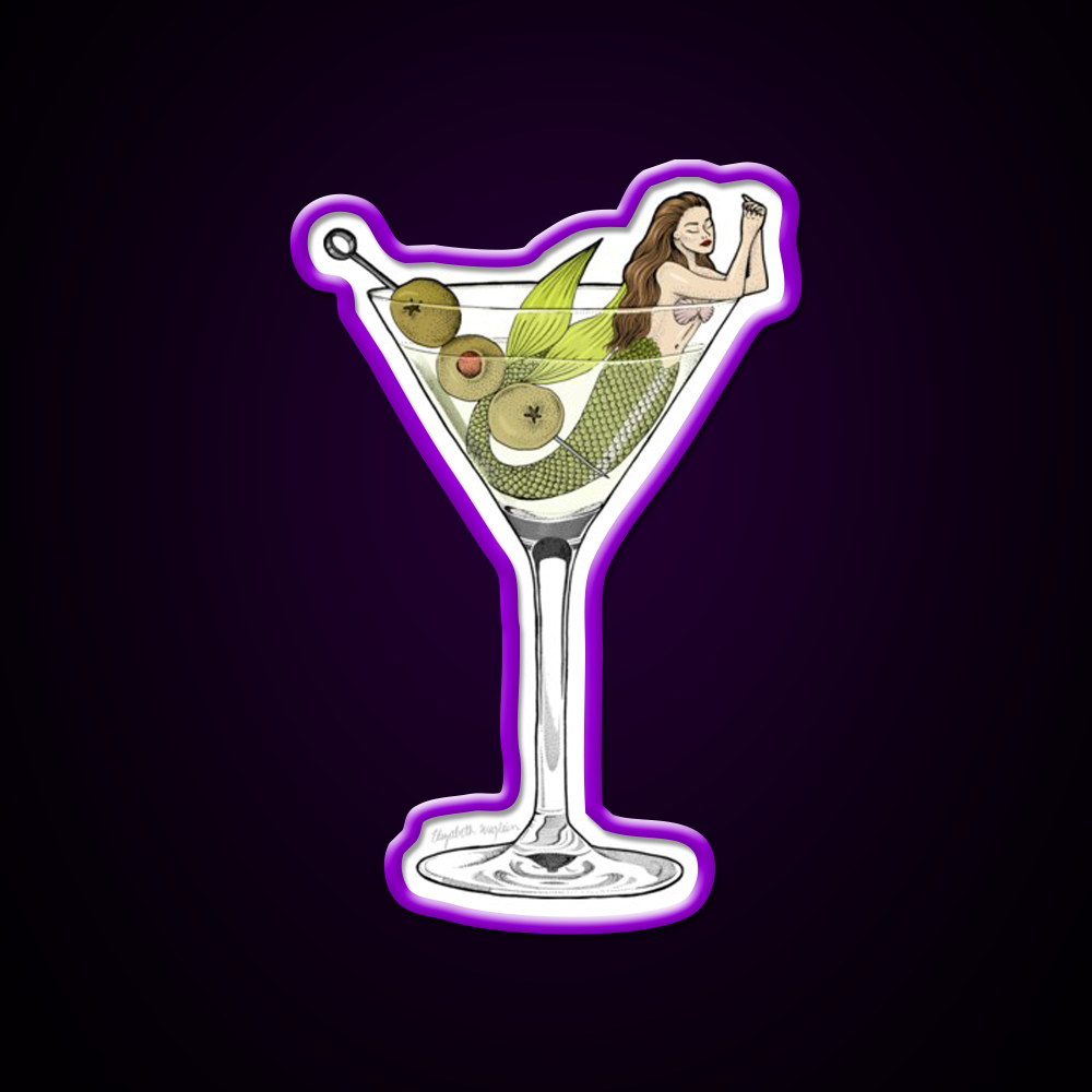 Martini Mermaid Cocktail Bar Decor Led Neon Sign Rgb Color - LED neon sign view 9