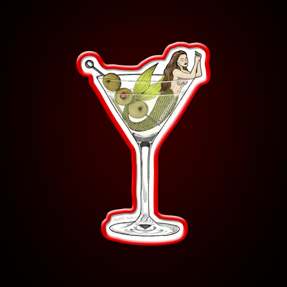 Martini Mermaid Cocktail Bar Decor Led Neon Sign Rgb Color - Shineneon