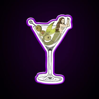 Martini Mermaid Cocktail Bar Decor Led Neon Sign Rgb Color - Shineneon