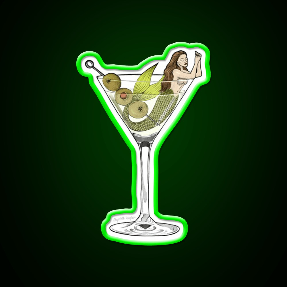 Martini Mermaid Cocktail Bar Decor Led Neon Sign Rgb Color - Shineneon