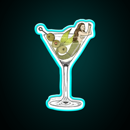 Martini Mermaid Cocktail Bar Decor Led Neon Sign Rgb Color - Shineneon