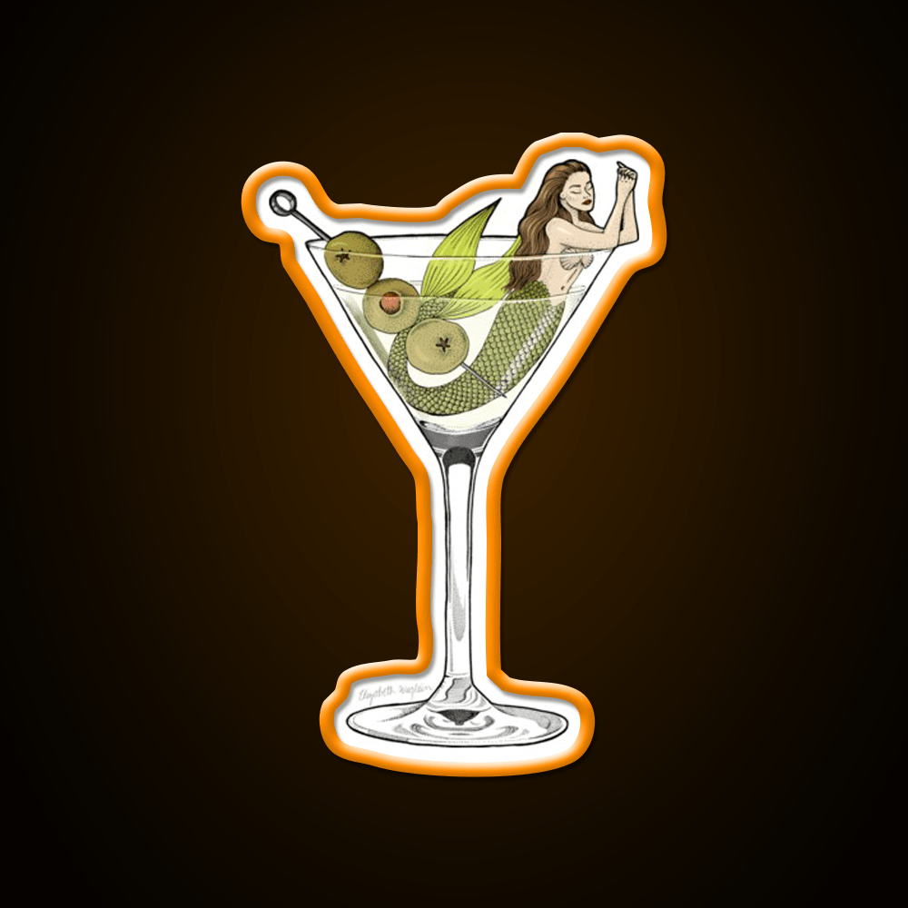 Martini Mermaid Cocktail Bar Decor Led Neon Sign Rgb Color - Shineneon