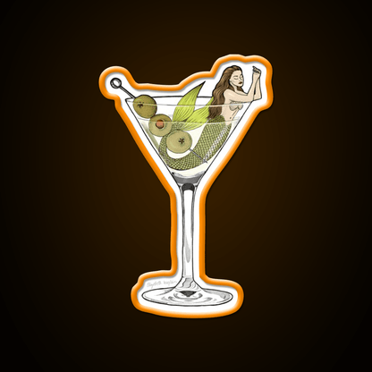 Martini Mermaid Cocktail Bar Decor Led Neon Sign Rgb Color - Shineneon