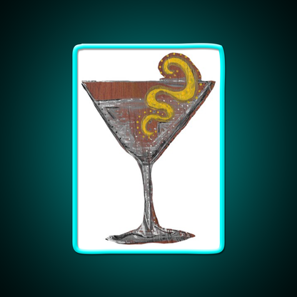 Martini White Background Cocktail Bar Decor Led Neon Sign Rgb Color - Size and dimension reference