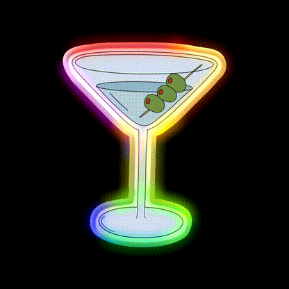Martini With Olives Cocktail Bar Decor Led Neon Sign Rgb Color - LED neon sign close-up detail