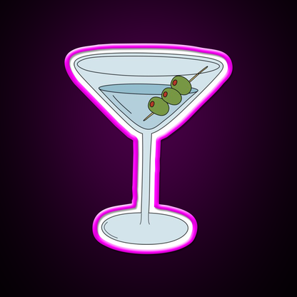Martini With Olives Cocktail Bar Decor Led Neon Sign Rgb Color - Neon sign mounted on wall in room