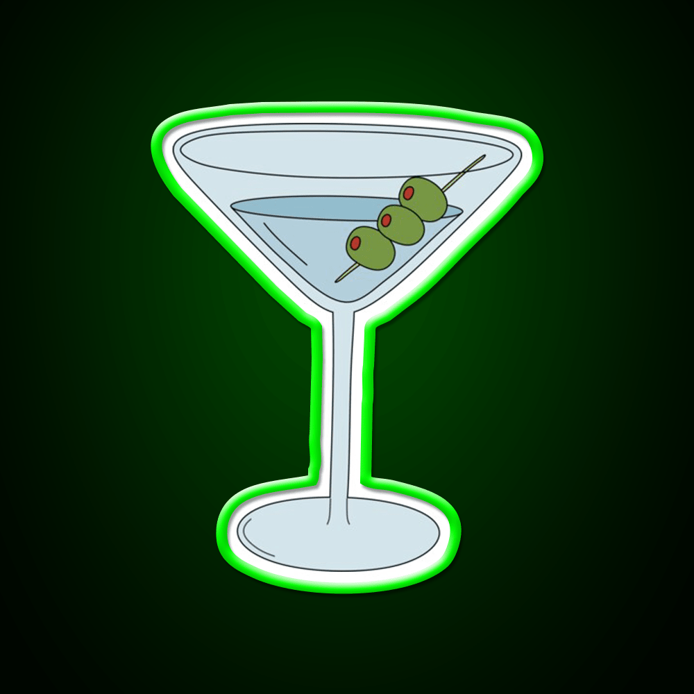 Martini With Olives Cocktail Bar Decor Led Neon Sign Rgb Color - Shineneon