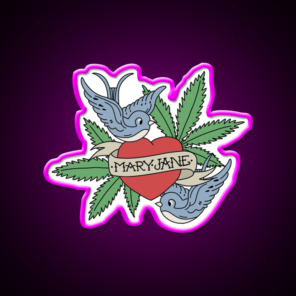 Mary Jane Hemp Inspired Green Leaf Led Neon Sign Rgb Color - Shineneon