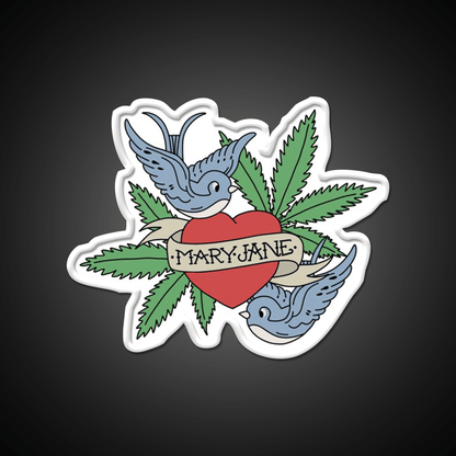 Mary Jane Hemp Inspired Green Leaf Led Neon Sign Rgb Color - Shineneon