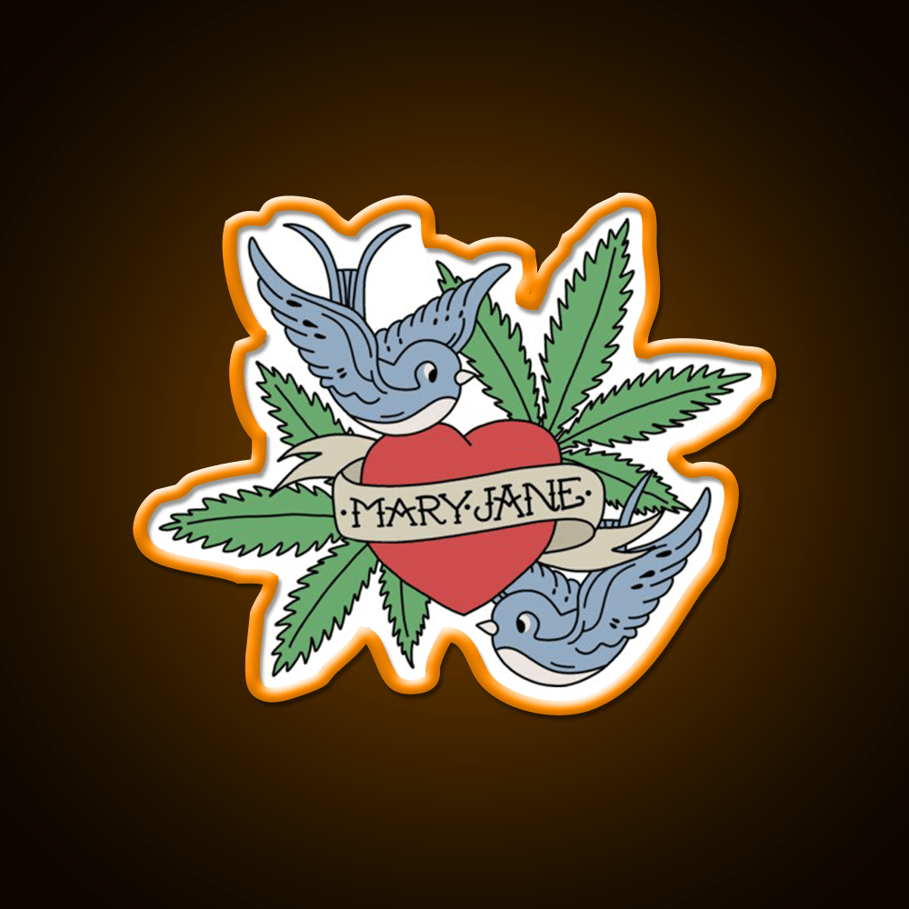 Mary Jane Hemp Inspired Green Leaf Led Neon Sign Rgb Color - Shineneon
