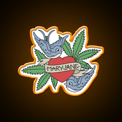 Mary Jane Hemp Inspired Green Leaf Led Neon Sign Rgb Color - Shineneon