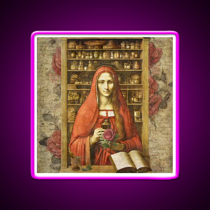 Mary Magdalene Apothecary Hemp Inspired Green Leaf Led Neon Sign Rgb Color - Neon sign mounted on wall in room