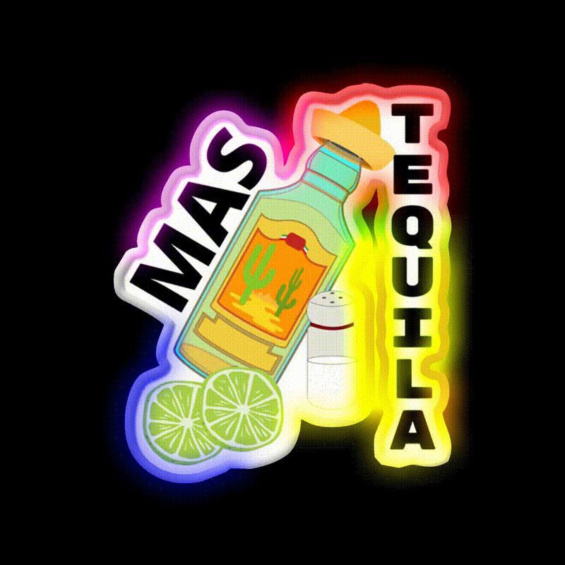 Mas Tequila Party Drink Tequila Led Neon Sign Rgb Color - LED neon sign close-up detail